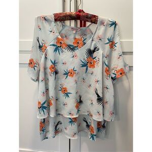 Juicy Couture Women’s V-neck Layered Hem Cold-Shoulder Blouse Sz M